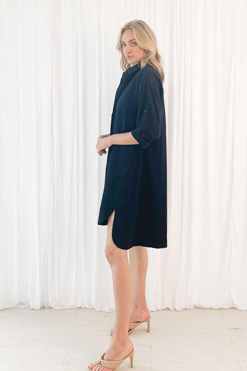 ELLE SHIRT DRESS - BLACK