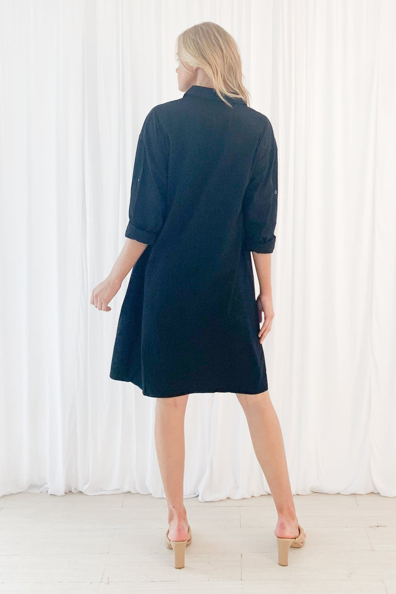 ELLE SHIRT DRESS - BLACK